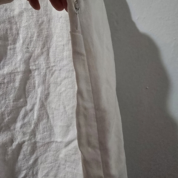 NWT MADEWELL Mini Dress Women Size 14 Embroidered Tank Linen Crisp White Pockets - Picture 3 of 8